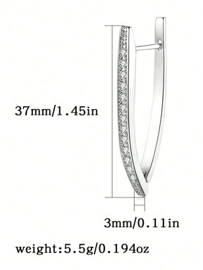 1 Paar Damen S925 Silber geometrische Cubic Zirkonia Ohrringe